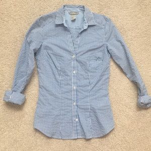 H&M blue and white stripe button down shirt, XS